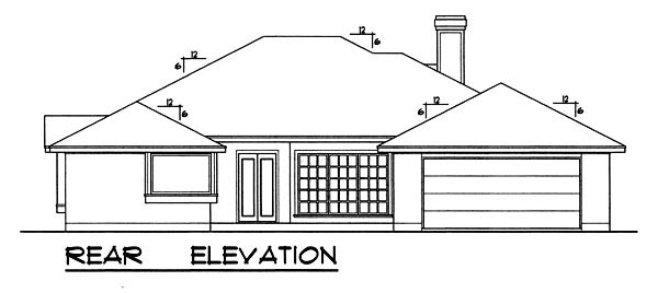Traditional House Plan 77757 with 3 Beds, 2 Baths, 2 Car Garage Rear Elevation