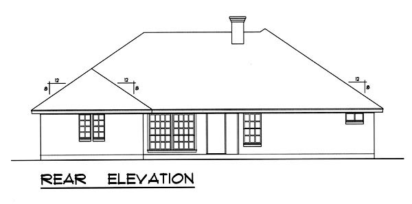 Traditional House Plan 77758 with 4 Beds, 3 Baths, 2 Car Garage Rear Elevation