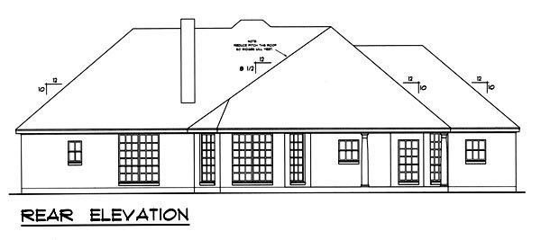 Traditional House Plan 77762 with 3 Beds, 2 Baths, 2 Car Garage Rear Elevation