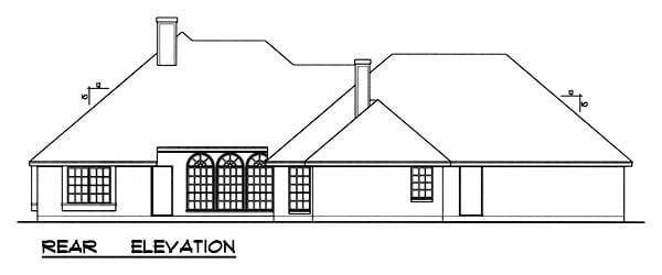 Traditional House Plan 77763 with 4 Beds, 3 Baths, 3 Car Garage Rear Elevation