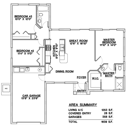 Mediterranean House Plan 78102 with 3 Beds, 2 Baths, 1 Car Garage First Level Plan