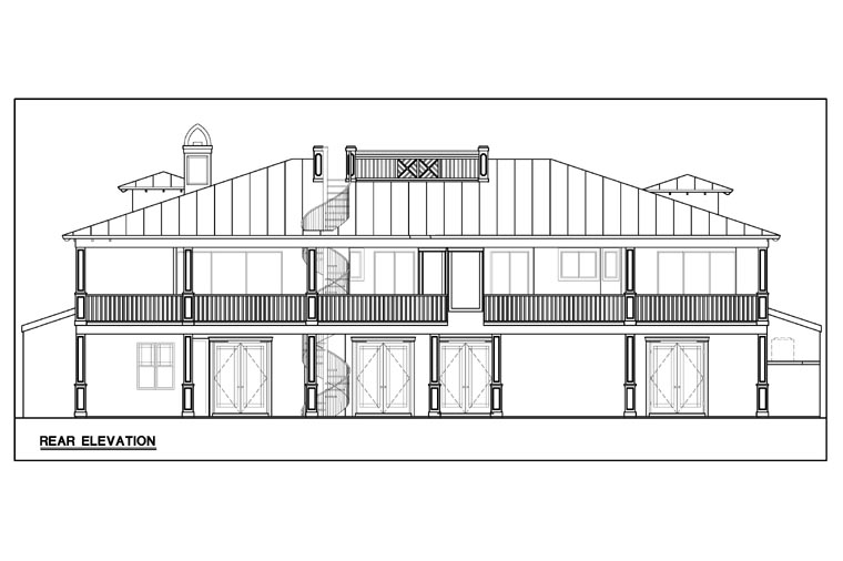 Florida House Plan 78103 with 3 Beds, 3 Baths, 3 Car Garage Rear Elevation