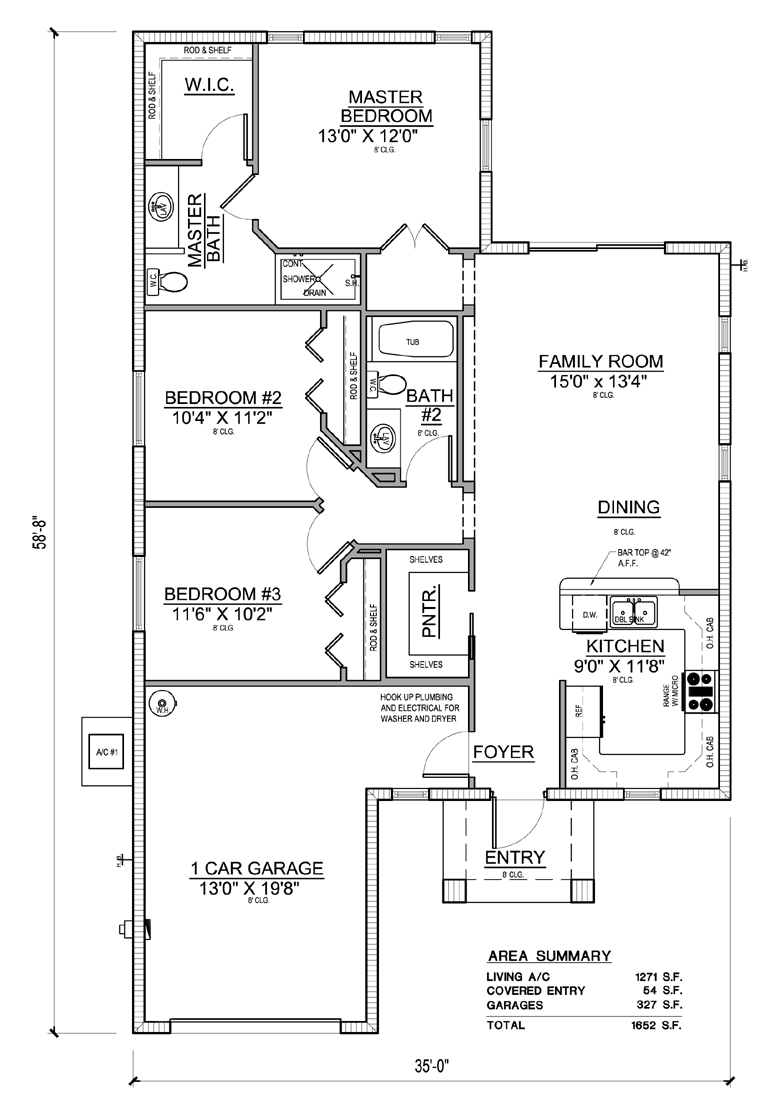 Mediterranean House Plan 78108 with 3 Beds, 2 Baths, 1 Car Garage Level One