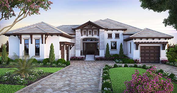 Coastal, Contemporary House Plan 78116 with 4 Beds, 5 Baths, 3 Car Garage Elevation