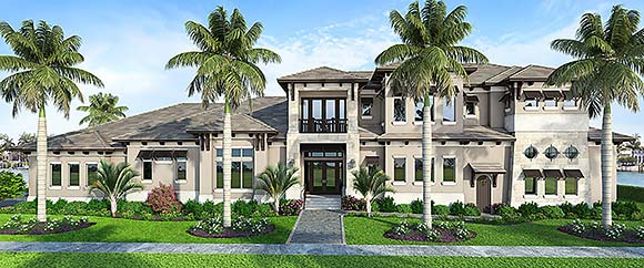 Coastal, Contemporary, Florida House Plan 78125 with 4 Beds, 6 Baths, 3 Car Garage Elevation