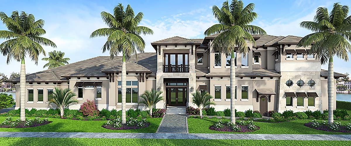 House Plan 78125 - Florida Style with 4836 Sq Ft, 4 Bed, 5 Bath,