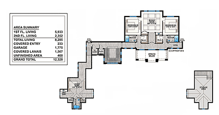 Coastal, Contemporary, Florida House Plan 78126 with 7 Beds, 9 Baths, 4 Car Garage Second Level Plan