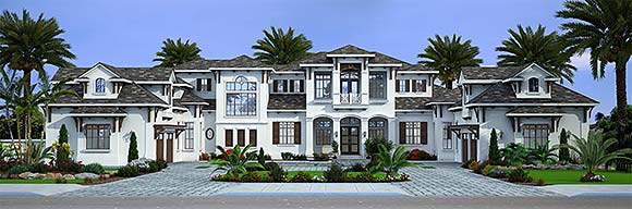 Coastal, Contemporary, Florida House Plan 78126 with 7 Beds, 9 Baths, 4 Car Garage Elevation