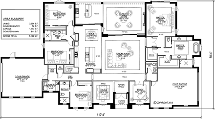 Modern House Plan 78131 with 4 Beds, 4 Baths, 4 Car Garage First Level Plan