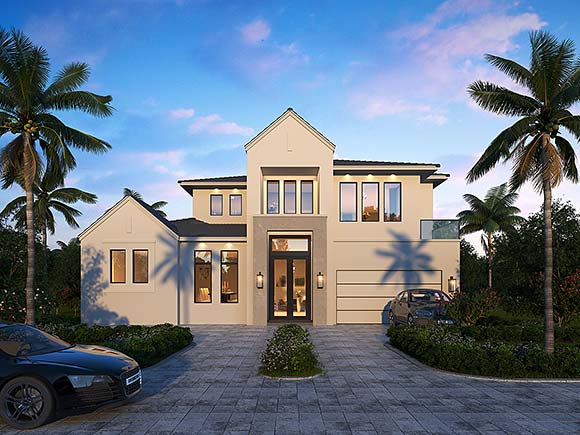 Modern House Plan 78135 with 3 Beds, 4 Baths, 2 Car Garage Elevation