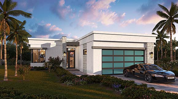 Contemporary House Plan 78136 with 3 Beds, 2 Baths, 2 Car Garage Elevation