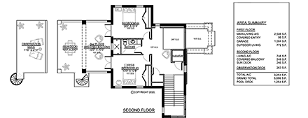 Modern House Plan 78140 with 4 Beds, 4 Baths, 3 Car Garage Second Level Plan