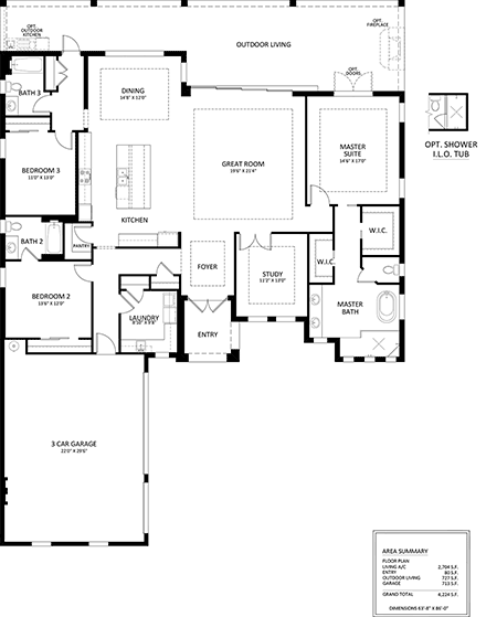 Florida, Modern House Plan 78144 with 3 Beds, 3 Baths, 3 Car Garage First Level Plan