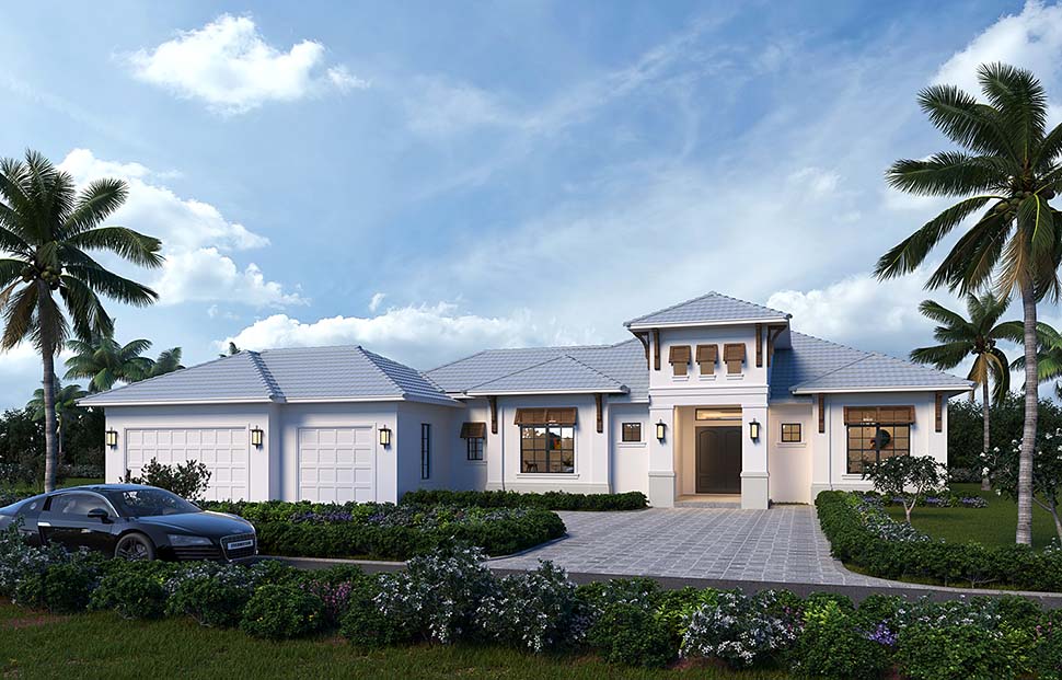 Coastal, Contemporary, Florida Plan with 2792 Sq. Ft., 3 Bedrooms, 3 Bathrooms, 3 Car Garage Picture 5