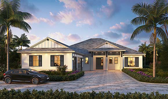 Florida, Traditional House Plan 78146 with 4 Beds, 3 Baths, 3 Car Garage Elevation