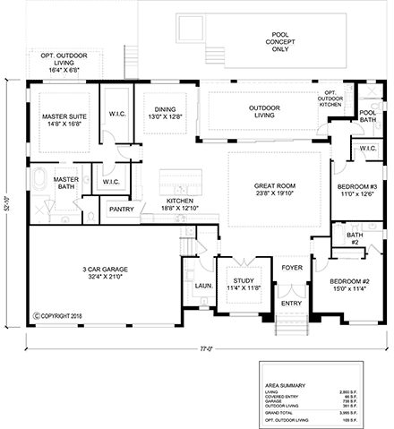 Coastal, Contemporary House Plan 78147 with 3 Beds, 3 Baths, 3 Car Garage First Level Plan