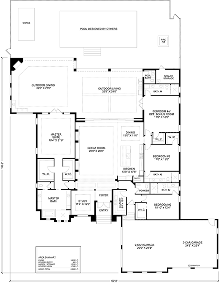 Coastal, Contemporary House Plan 78148 with 4 Beds, 6 Baths, 4 Car Garage First Level Plan