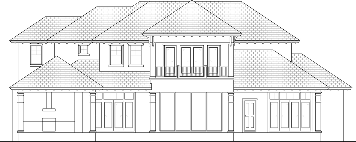 Traditional Plan with 4799 Sq. Ft., 4 Bedrooms, 5 Bathrooms, 2 Car Garage Rear Elevation