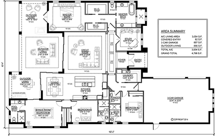 Coastal, Contemporary, Craftsman House Plan 78155 with 4 Beds, 5 Baths, 3 Car Garage First Level Plan