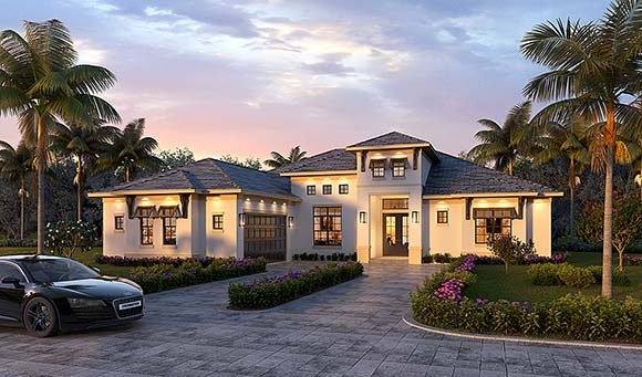 Coastal, Florida House Plan 78158 with 4 Beds, 3 Baths, 2 Car Garage Elevation