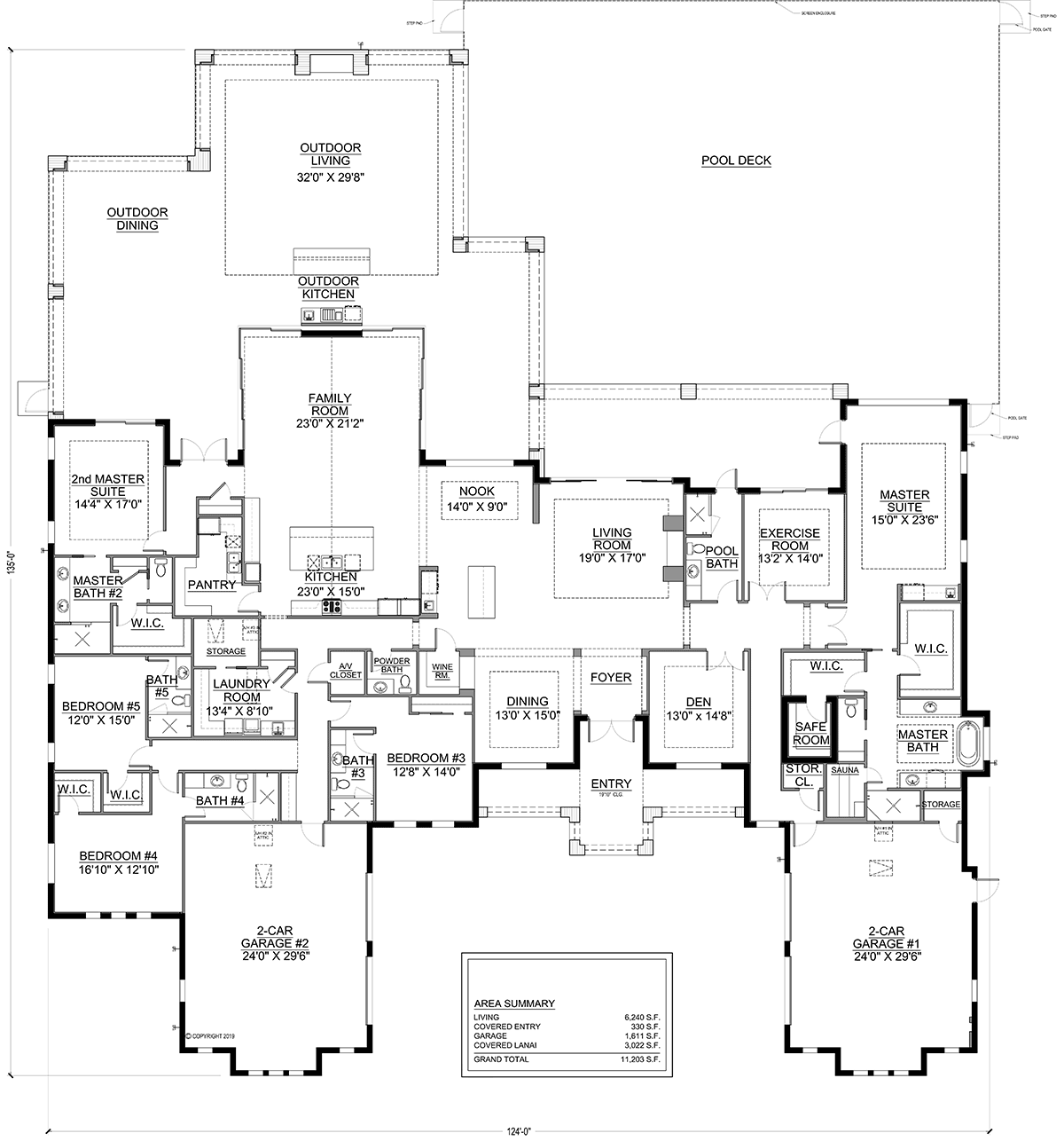 House Plan 78160 - Modern Style With 6240 Sq Ft, 5 Bed, 6 Bath, 1