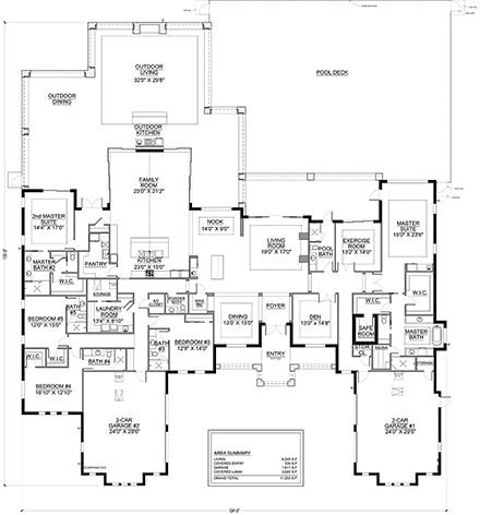 Contemporary, Modern House Plan 78160 with 5 Beds, 7 Baths, 4 Car Garage First Level Plan