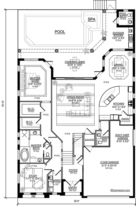 Mediterranean House Plan 78163 with 4 Beds, 6 Baths, 2 Car Garage First Level Plan