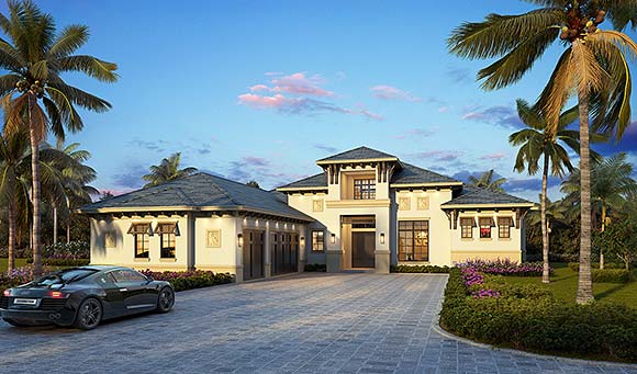 Coastal, Florida House Plan 78165 with 4 Beds, 5 Baths, 3 Car Garage Elevation