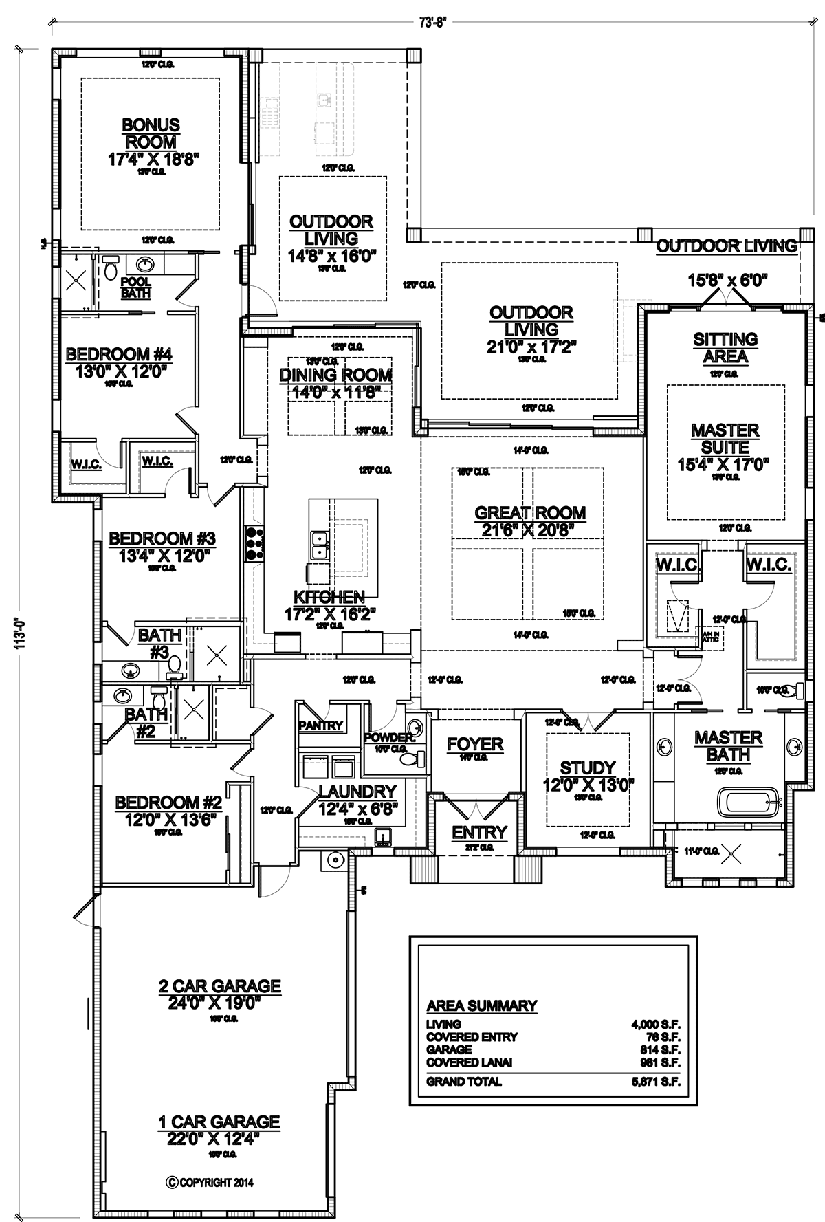 4000 Square Foot 4 Bed House Plan With 1200 Square Foot 3 Car Garage 36674TX Architectural