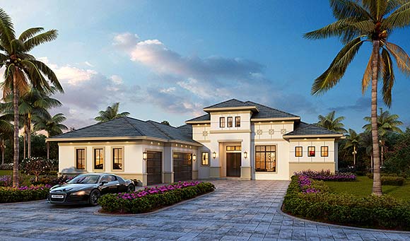 Coastal, Florida House Plan 78166 with 4 Beds, 5 Baths, 3 Car Garage Elevation