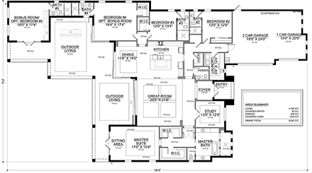Coastal, Florida House Plan 78167 with 5 Beds, 6 Baths, 3 Car Garage First Level Plan