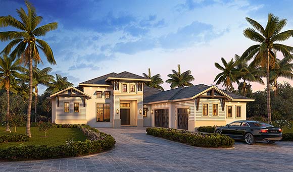 Coastal, Florida House Plan 78167 with 5 Beds, 6 Baths, 3 Car Garage Elevation