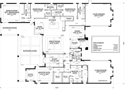 Modern House Plan 78173 with 4 Beds, 5 Baths, 4 Car Garage First Level Plan