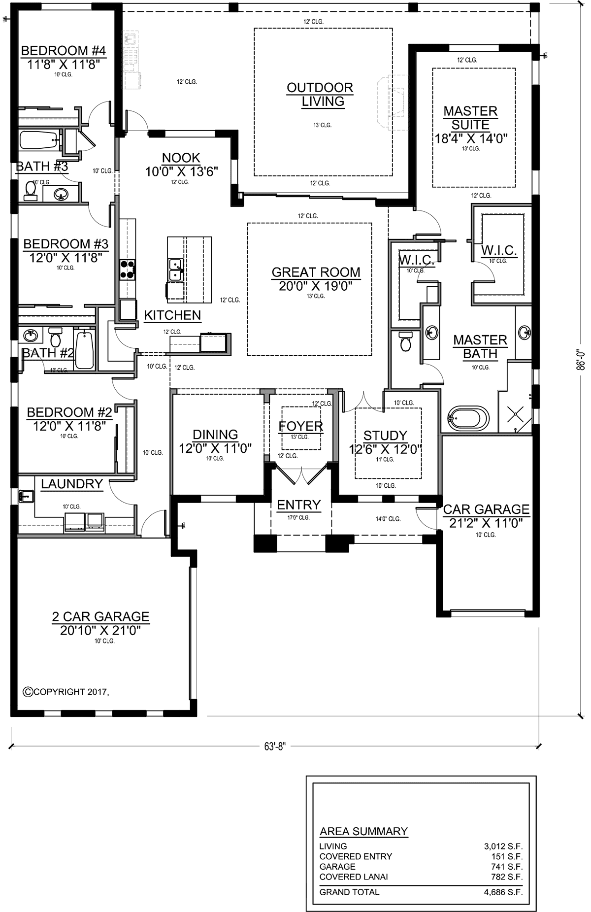 House Plan 78180 - Modern Style with 3012 Sq Ft, 4 Bed, 3 Bath