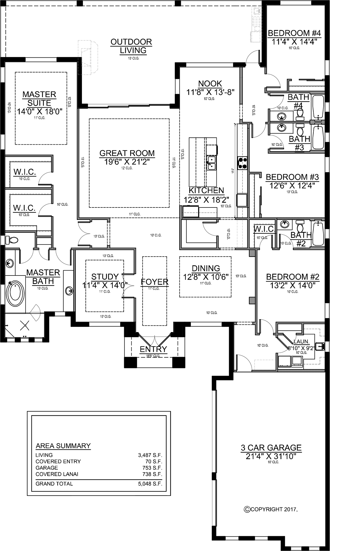 Coastal, Florida, Modern House Plan 78187 with 4 Beds, 4 Baths, 3 Car Garage Level One