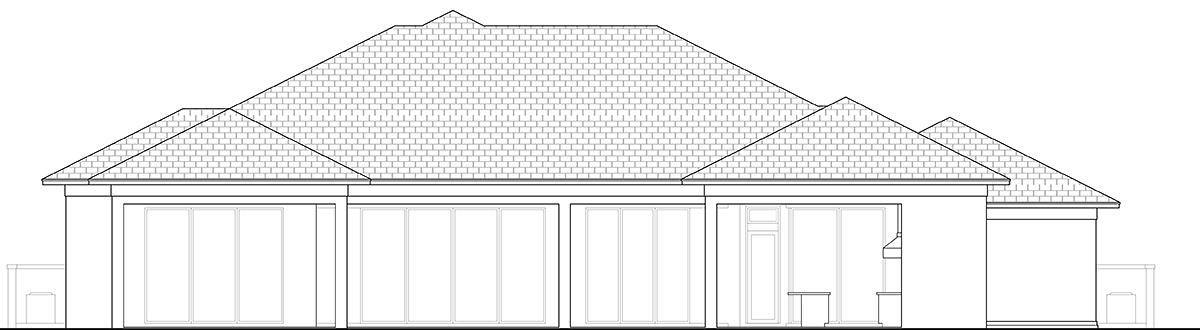 Coastal, Florida, Mediterranean House Plan 78188 with 3 Beds, 4 Baths, 4 Car Garage Rear Elevation