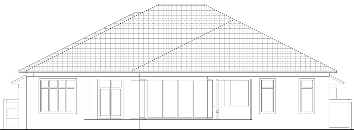 Florida, Modern House Plan 78191 with 4 Beds, 5 Baths, 4 Car Garage Rear Elevation