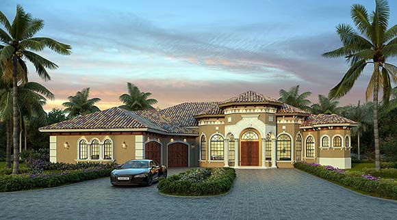 Mediterranean House Plan 78193 with 4 Beds, 4 Baths, 3 Car Garage Elevation