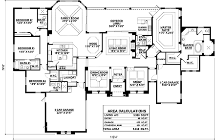 Mediterranean House Plan 78194 with 4 Beds, 6 Baths, 3 Car Garage First Level Plan