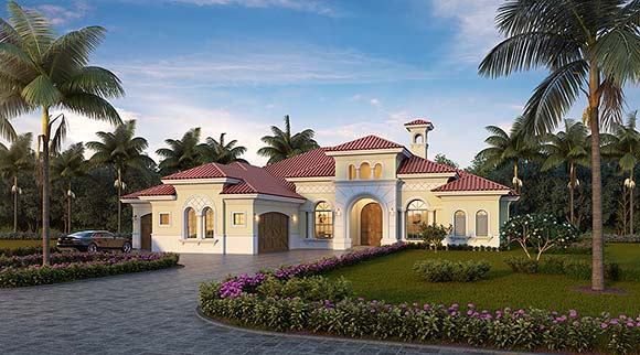 Mediterranean House Plan 78195 with 4 Beds, 5 Baths, 3 Car Garage Elevation