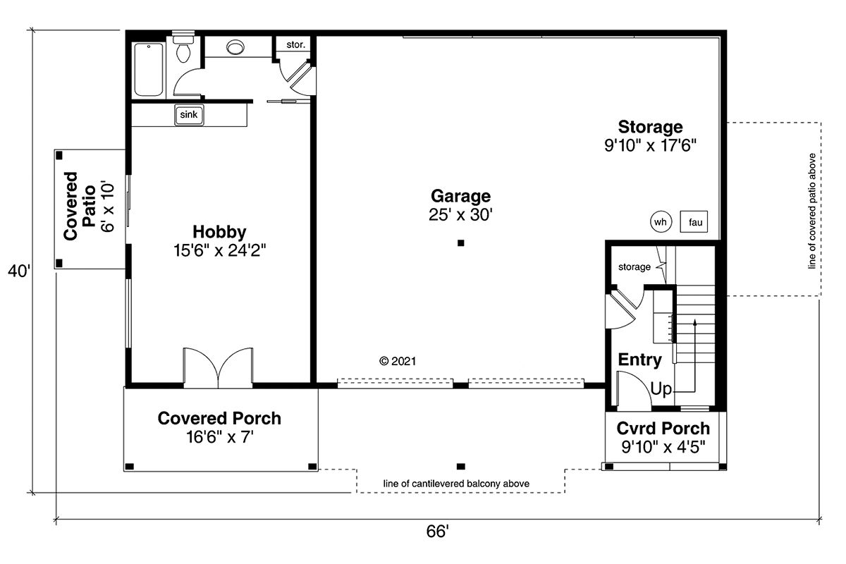 Cottage, Craftsman House Plan 78401 with 1 Beds, 2 Baths, 2 Car Garage Lower Level Plan