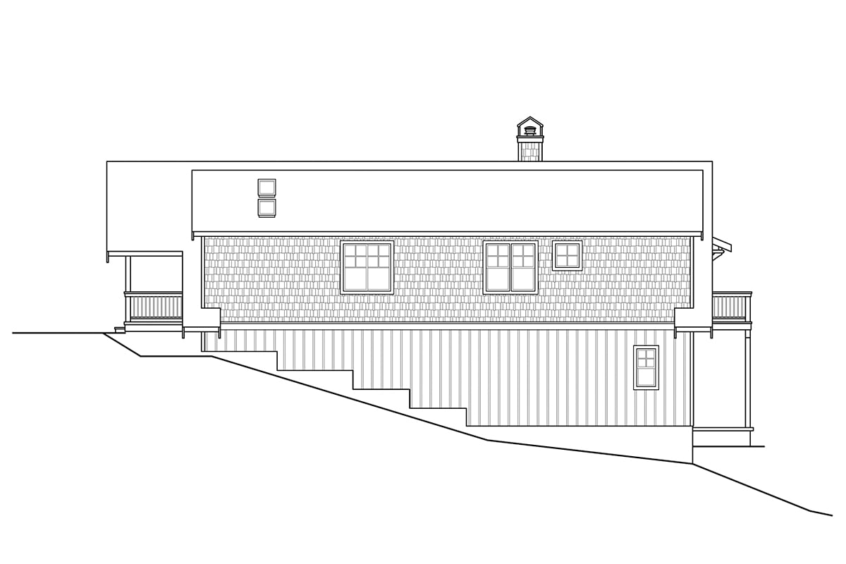Cottage, Craftsman House Plan 78401 with 1 Beds, 2 Baths, 2 Car Garage Rear Elevation