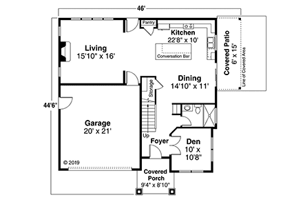 Contemporary, Craftsman, Prairie House Plan 78402 with 3 Beds, 3 Baths, 2 Car Garage First Level Plan