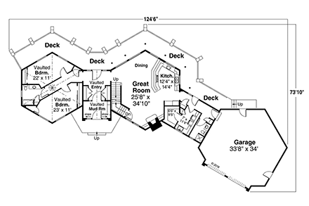 Cabin, Contemporary, Craftsman House Plan 78403 with 3 Beds, 4 Baths, 2 Car Garage First Level Plan