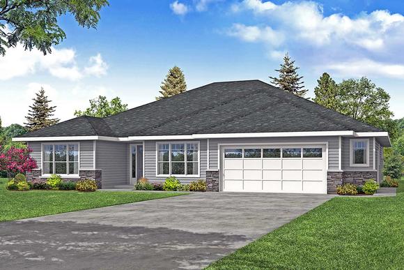 Prairie, Ranch, Traditional House Plan 78406 with 3 Beds, 4 Baths, 2 Car Garage Elevation