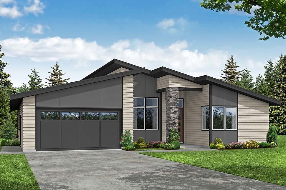 Contemporary, Prairie Style, Ranch Plan with 2112 Sq. Ft., 3 Bedrooms, 2 Bathrooms, 2 Car Garage Picture 5