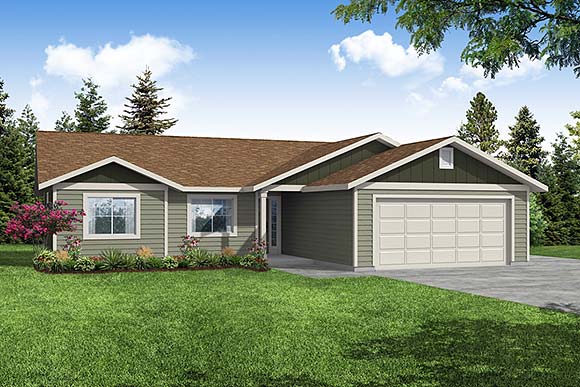 Country, Ranch, Traditional House Plan 78414 with 3 Beds, 2 Baths, 2 Car Garage Elevation