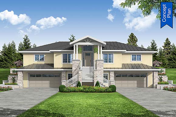 Contemporary, Southwest House Plan 78418 with 4 Beds, 5 Baths, 4 Car Garage Elevation