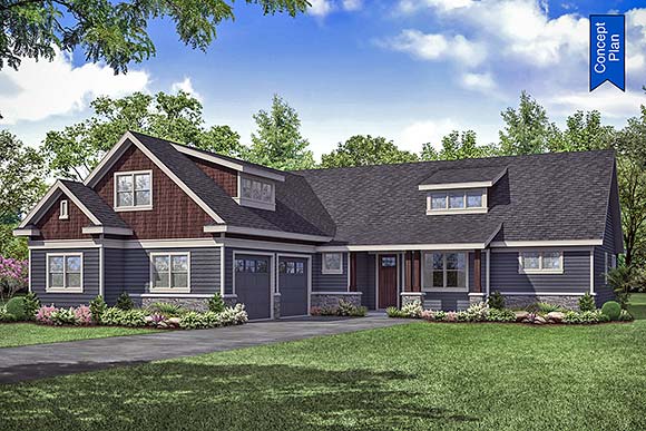 Country, Craftsman, Ranch House Plan 78420 with 3 Beds, 3 Baths, 2 Car Garage Elevation