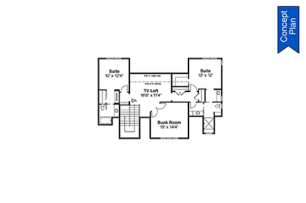 Craftsman, Ranch House Plan 78425 with 4 Beds, 4 Baths, 2 Car Garage Second Level Plan